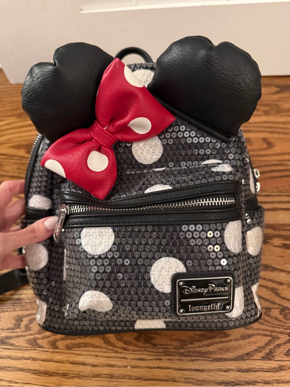 Disney Parks Loungefly Minnie Mouse Sequin Polka Dot Mini Backpack